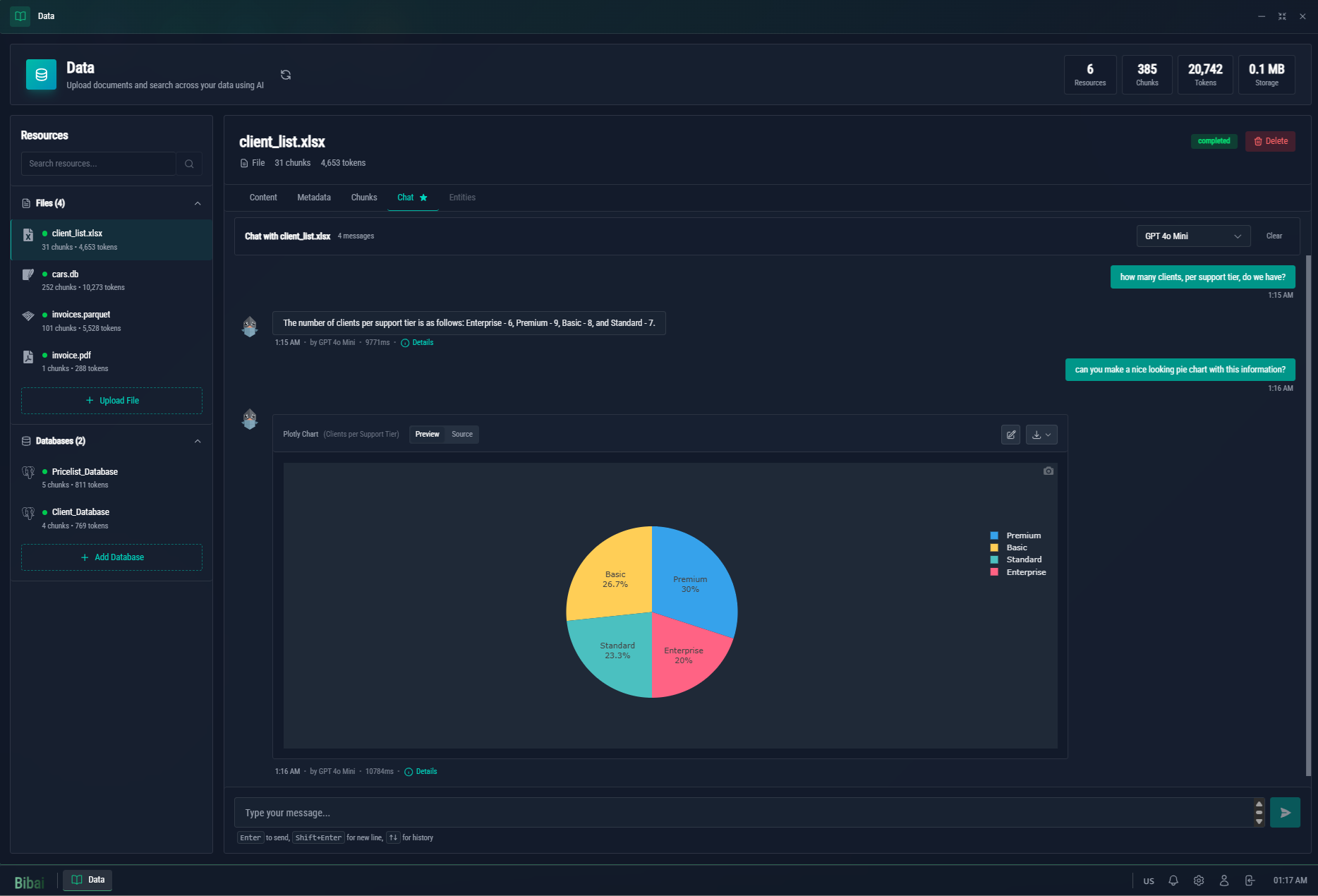 Bibai App Preview - Chat with your data